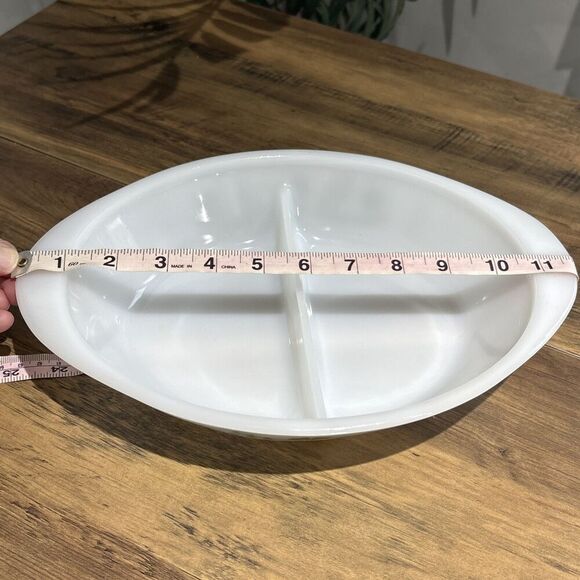 Vintage Glasbake Pyrex 1 QT Green Daisy Milk Divided Casserole Dish J2352 - Picture 4 of 5